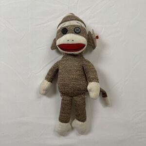 Ty SOCKS the Gray SOCK MONKEY Beanie Baby NEW New Plush Stuffed Animal Toy